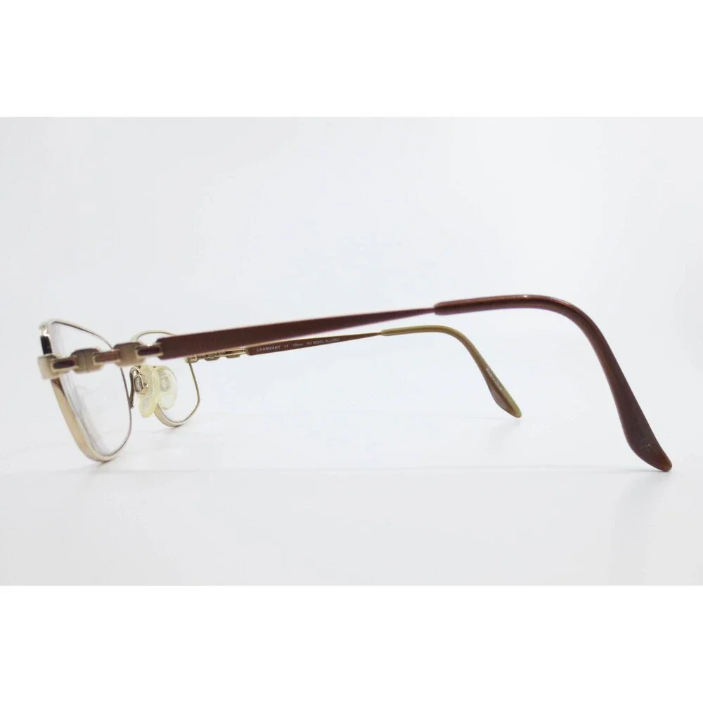 Charmant CH10845 Brown Gold Pure Titanium Eyeglass Frames 51-17-135 Rectangular